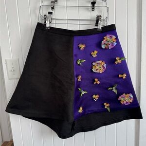 ASOS Black and Purple Floral A-Line Skirt